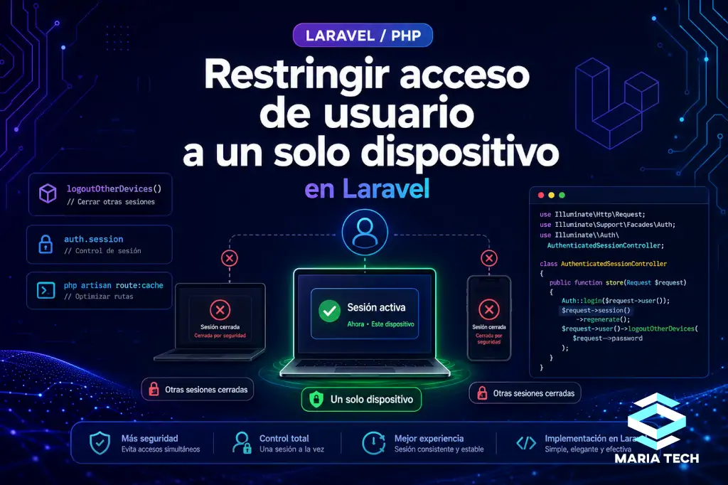 Restringir el acceso de usuarios a uno por dispositivo en Laravel