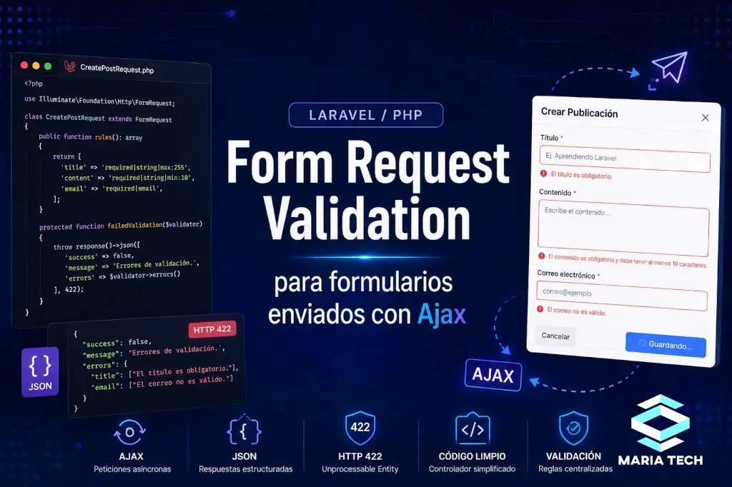 Cómo usar Form Request Validation para formularios enviados con Ajax